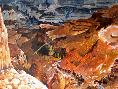 Mule Train at the Grand Canyon - 16x20